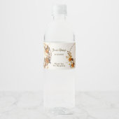 Bruiloft Gouden Sinaasappel Wit Bloemen Rustiek Waterfles Etiket (Voorkant)