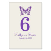 Bruiloft grafische vlinders naam datum paarse kaart (Achterkant)