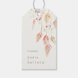 Bruiloft grasbessen sinaasappel crème cadeaulabel