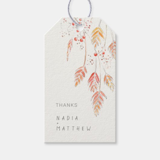 Bruiloft grasbessen sinaasappel crème cadeaulabel (Voorkant)