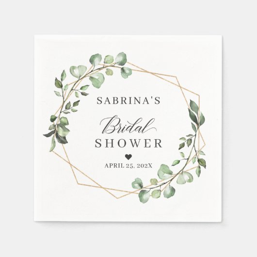 Bruiloft Greenery Eucalyptus Bladeren Geometrisch Servet (Voorkant)