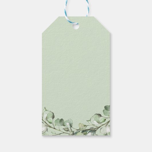 Bruiloft Greenery Eucalyptus Gouden Lijst Cadeaulabel (Achterkant)