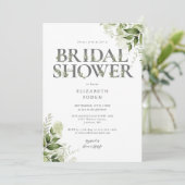 Bruiloft greenery letter monogram kaart (Staand voorkant)