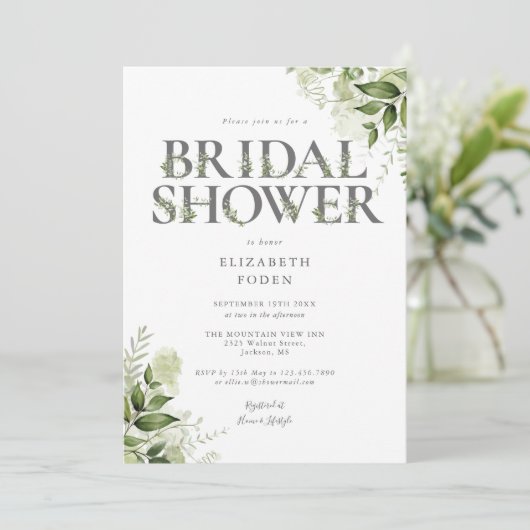 Bruiloft greenery letter monogram kaart (Staand voorkant)