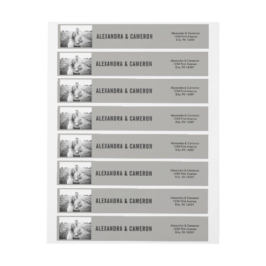 bruiloft | Grijs met zwarte tekst en foto (Vel)