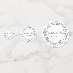 Bruiloft groen blad laat botanische krans confetti