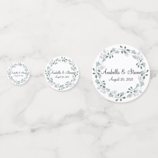 Bruiloft groen blad laat botanische krans confetti (Achterkanten)