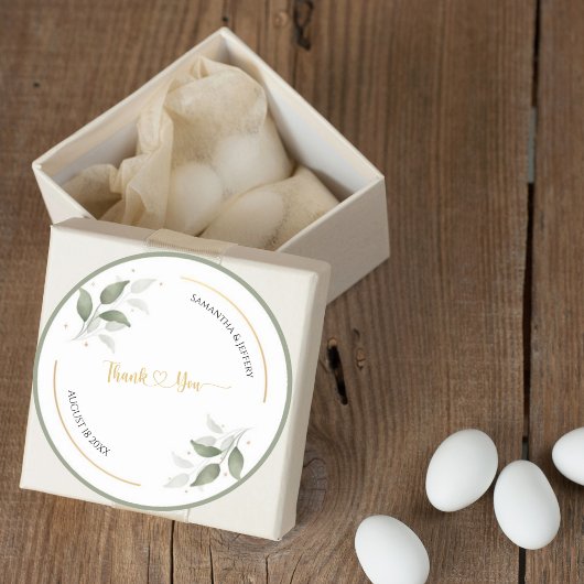 Bruiloft groen dank u gunst aangepaste ronde sticker