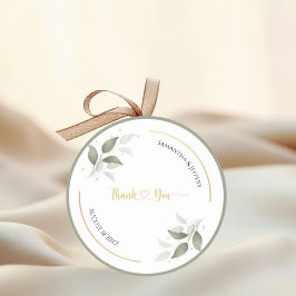 Bruiloft groen dank u gunst aangepaste ronde sticker