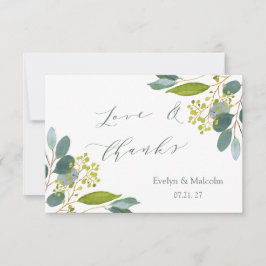 Bruiloft groen, eucalyptus bedankkaart