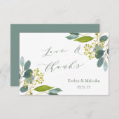 Bruiloft groen, eucalyptus bedankkaart (Voorkant / Achterkant)