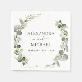 Bruiloft groen Eucalyptus Botanical Servet (Voorkant)