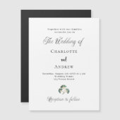 Bruiloft groen ginkgo bladeren eenvoudige script l magnetische uitnodiging (Voorkant / Achterkant)