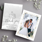 Bruiloft groen kalligrafie script 2 foto bedankkaart
