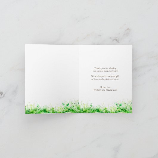 Bruiloft groen krans kunst dank u kaart (Binnen)