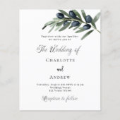 Bruiloft groen olijfblad budget uitnodiging flyer (Voorkant)