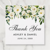 Bruiloft Groen Wit Bloemen Dank u Bedankjes Labels (Voorkant)