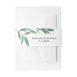 Bruiloft groene bladeren uitnodigingen wikkel