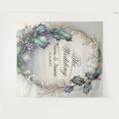 Bruiloft Groene Paarse Bladeren Rustiek Elegant Wandkleed (Voorkant (horizontaal))