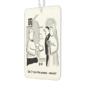 Bruiloft. Groom vraagt: "Neem ik deze vrouw mee?" Luchtverfrisser (Links)