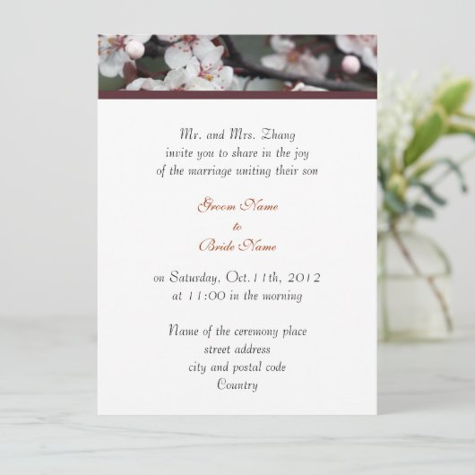 bruiloft, Groom's ouders nodigen bloemen uit Kaart (Staand voorkant)