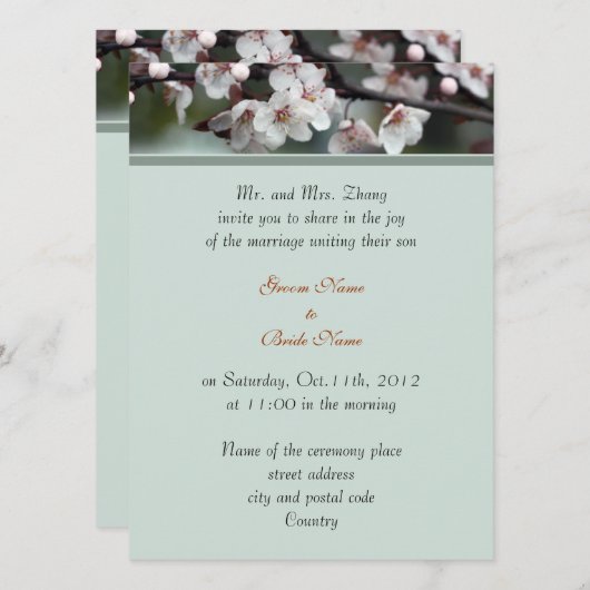 bruiloft, Groom's ouders nodigen bloemen uit Kaart (Voorkant / Achterkant)