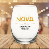 Bruiloft Groomsmen Monogram Wijnglas Zonder Voet