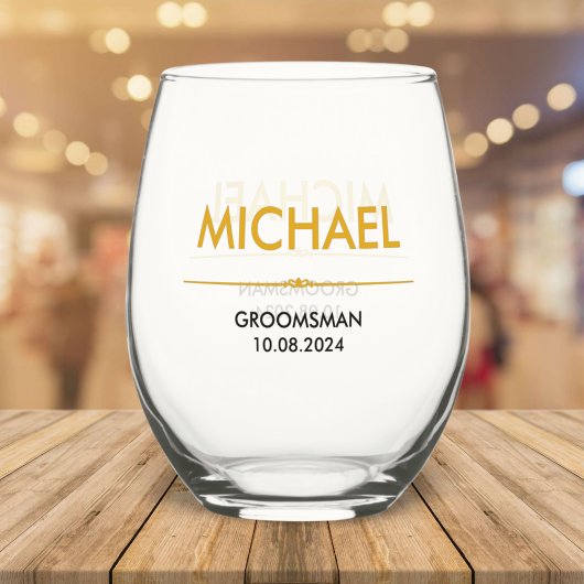 Bruiloft Groomsmen Monogram Wijnglas Zonder Voet