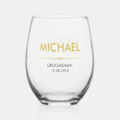Bruiloft Groomsmen Monogram Wijnglas Zonder Voet (Voorkant)