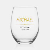 Bruiloft Groomsmen Monogram Wijnglas Zonder Voet (Achterkant)