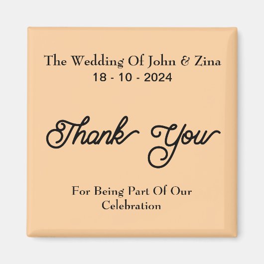 Bruiloft grote kalligrafie dank u magneet (Voorkant)