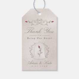 BRUILOFT GUNST CADEAU LABELS | Elegante rode roos Cadeaulabel