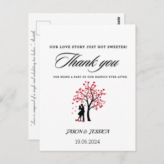 Bruiloft gunst dank u aangepaste Label Briefkaart (Voorkant / Achterkant)