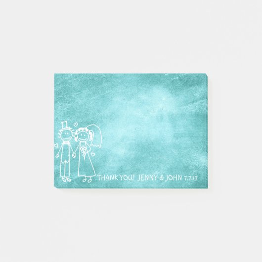 Bruiloft gunst Dank u Chalkboard Blue Aqua Post-it® Notes (Voorkant)