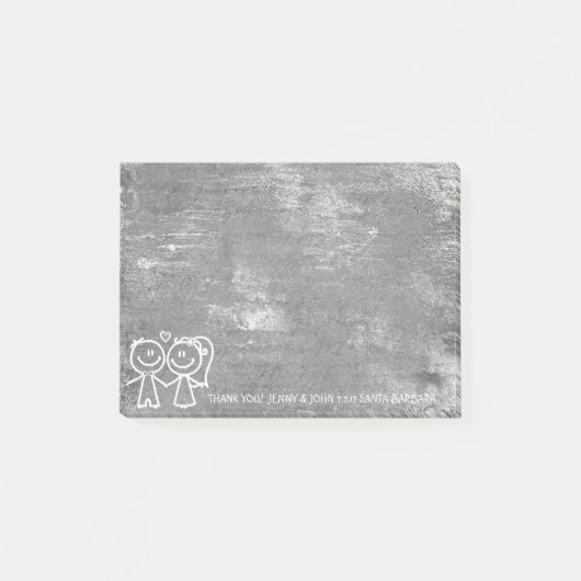 Bruiloft gunst dank u grijs noodlijdend zilver post-it® notes (Voorkant)