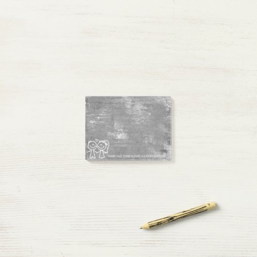 Bruiloft gunst dank u grijs noodlijdend zilver post-it® notes (Op bureau)
