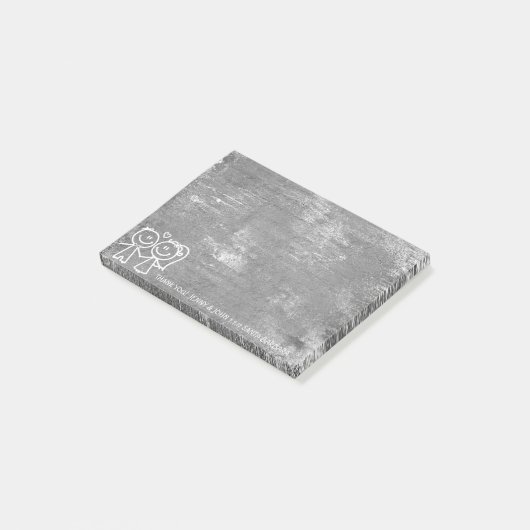 Bruiloft gunst dank u grijs noodlijdend zilver post-it® notes (Schuin)
