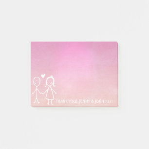 Bruiloft gunst dank u krijtbord ombre roze post-it® notes