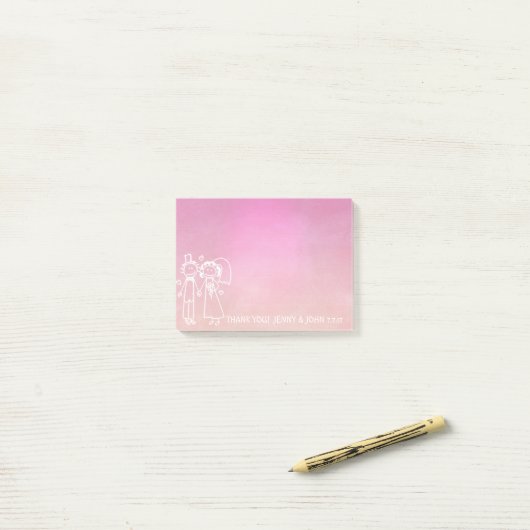 Bruiloft gunst dank u krijtbord roze ombre post-it® notes (Op bureau)