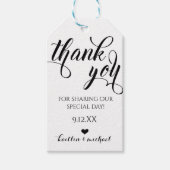 Bruiloft gunst Dank u Label - Swirls Kalligrafie Cadeaulabel (Voorkant)