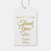 Bruiloft gunst dank u Label wit met goud Cadeaulabel (Voorkant)