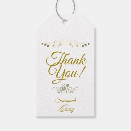 Bruiloft gunst dank u Label wit met goud Cadeaulabel (Voorkant)
