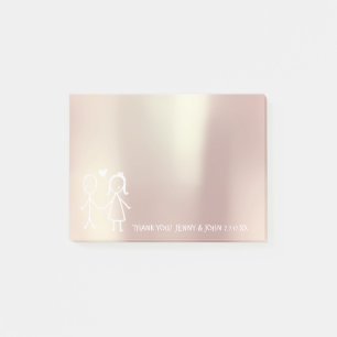 Bruiloft gunst dank u Metallic Roos gouden bubbels Post-it® Notes