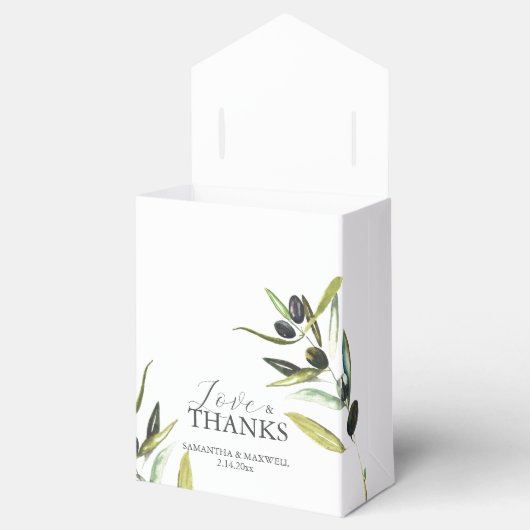 Bruiloft gunst dozen olijftak groen bedankdoosjes (Geopend)