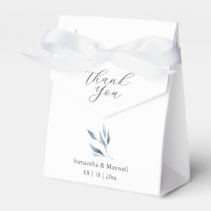 Bruiloft gunst dozen stoffige blauwe botanicals bedankdoosjes