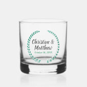 Bruiloft gunst Elegante krans bladeren groen Whisky Glas (Voorkant)
