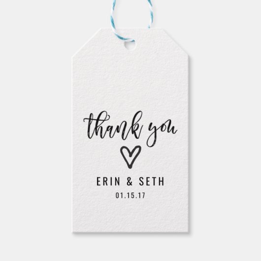 Bruiloft gunst geschenk Labels op maat dank u hart Cadeaulabel (Voorkant)