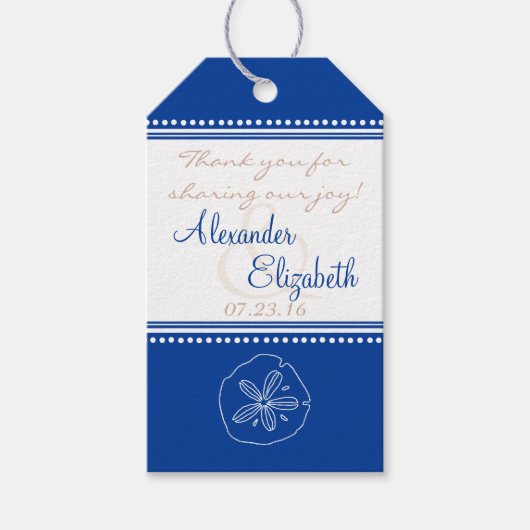 Bruiloft gunst Label | Blue Sand Dollar Beach Brui Cadeaulabel (Voorkant)