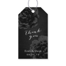 Bruiloft gunst Label | Elegant Zwart Bloemen