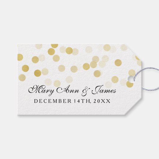 Bruiloft gunst Label Faux Gold Foil Glitter Lights Cadeaulabel (Voorkant (Horizontaal))